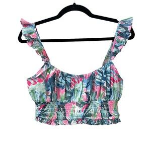 SAYLOR Floral‎ Smocked Crop Top NWOT Sz Medium